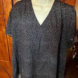 Caslon Blue and White Patterned Blouse